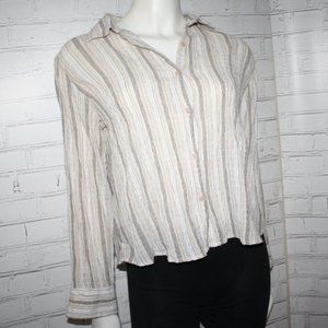 🤎✨ Relativity Button-Down · Tan & Cream · Petite SP